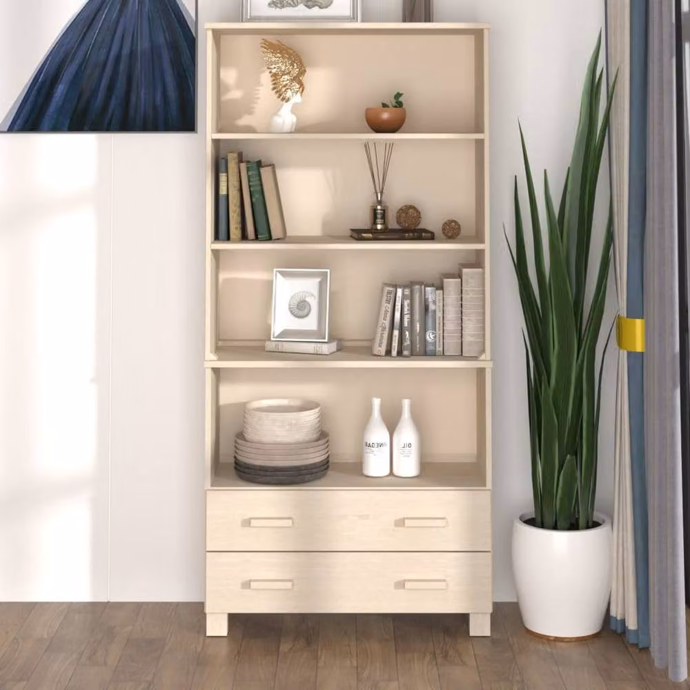 Berkfield Home HAMAR Solid Wood Pine Highboard in Honey Brown and White, W: 180.0 cm, D: 35.0 cm, H: 85.0 cm – 2