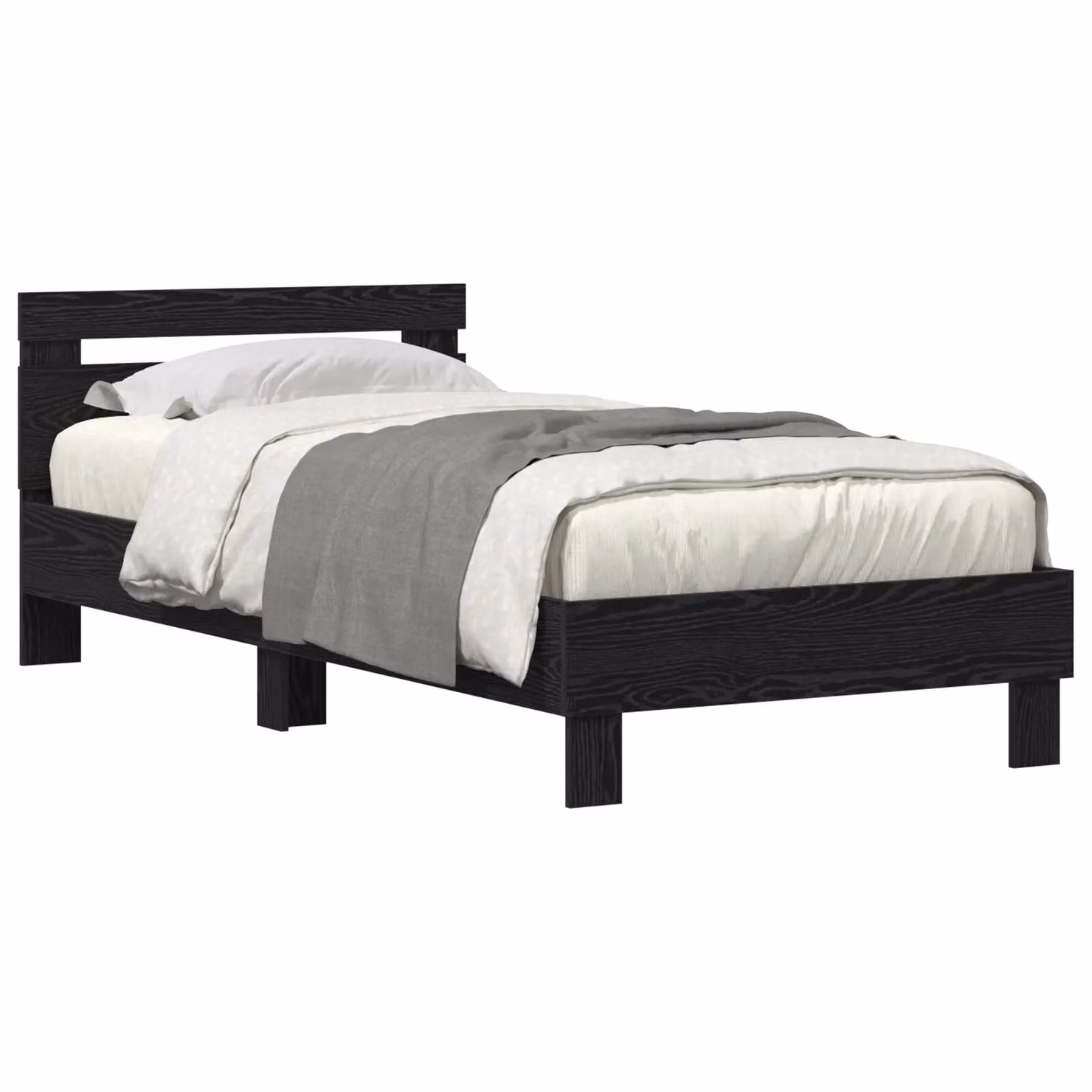 Berkfield Home Modern Bed Frame with Under-Bed LED Lighting in Black Oak, W/D/H: 100 x 200 cm – 2