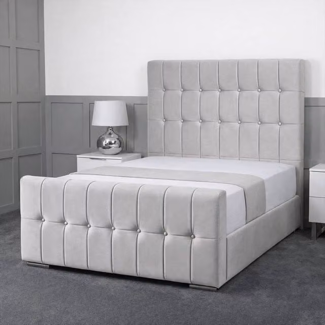 Living Comfort Bedz Belmont Upholstered Gas Lift Storage Bed in Silver, W/D/H: 120 x 200 cm – 1