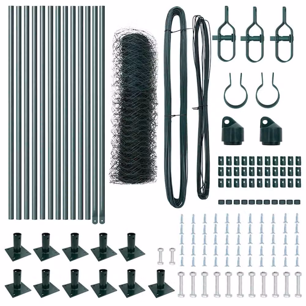Berkfield Home Green Steel Hexagon Fence, W: 0.4 m, L: 25 m – 4
