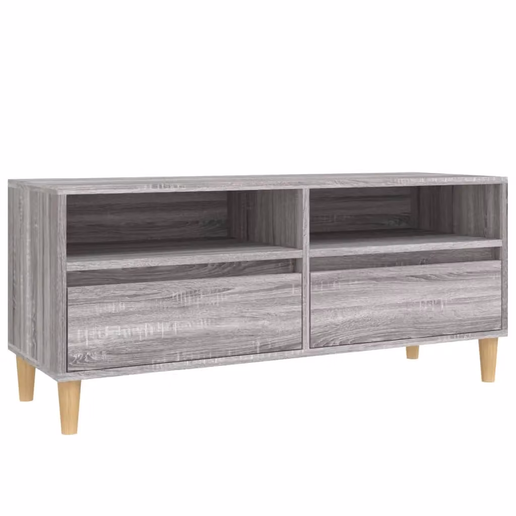 Berkfield Home Grey Sonoma TV Cabinet in Engineered Wood W: 100 cm, D: 34.5 cm, H: 44.5 cm – 2