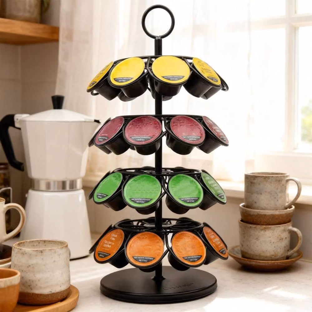 VOGREX Rotating 36 Coffee Capsule Holder in Black Metal, W/D/H: 37.0 x 18.0 x 1.0 cm – 4