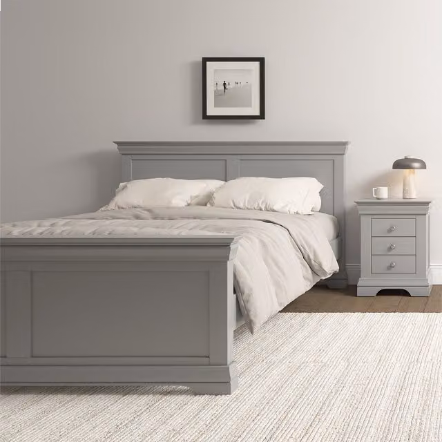 Seconique Bordeaux King Size Bed with High Foot End in Pebble Grey