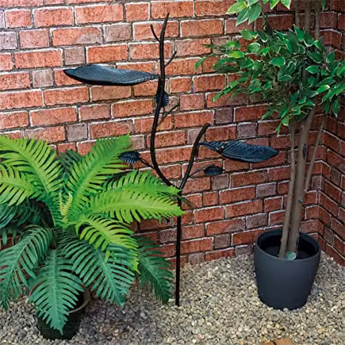 St Helens Home & Garden Ornamental Leaf and Branch Design Metal Bird Bath and Feeder in Black, H 120 cm x W 75 cm x D 17.5 cm – 3