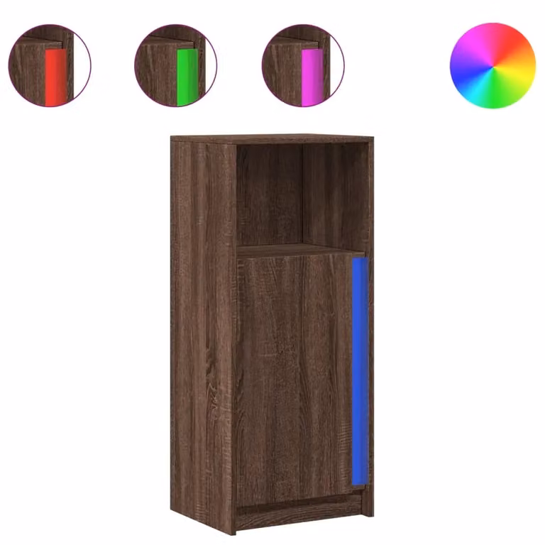 Berkfield Home Modern Brown Oak Sideboard with Integrated LED Lighting, W/D/H: 42.5 x 34 x 100 cm