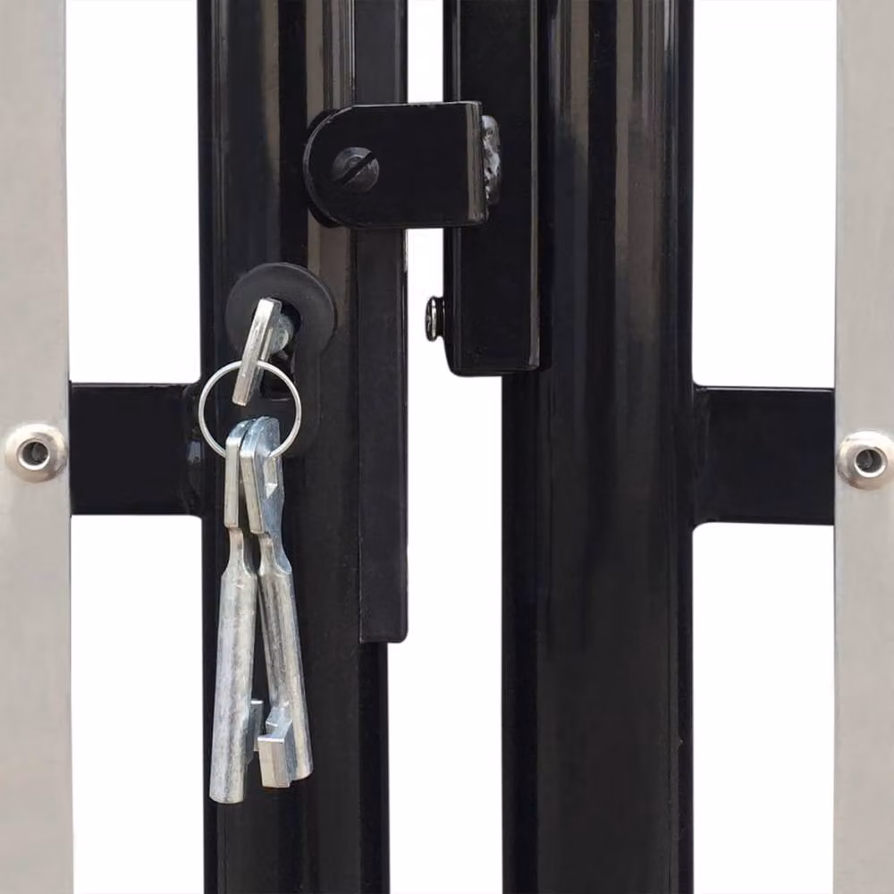 Berkfield Home Black Steel Decorative Double Door Swing Fence Gate W: 300 cm, H: 150 cm – 3