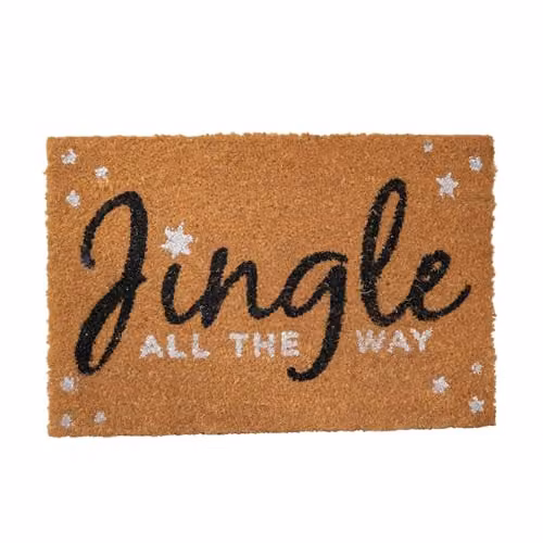 Samuel Alexander Jingle All The Way Christmas Coir Doormat, Brown and White, W: 60 cm, D: 40 cm, H: 1 cm – 3