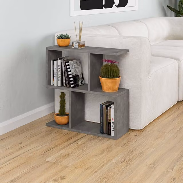 Decortie Homemania Modern 4-Compartment Side Table in Mid Grey, W/D/H: 60 x 60 x 19.5 cm – 2