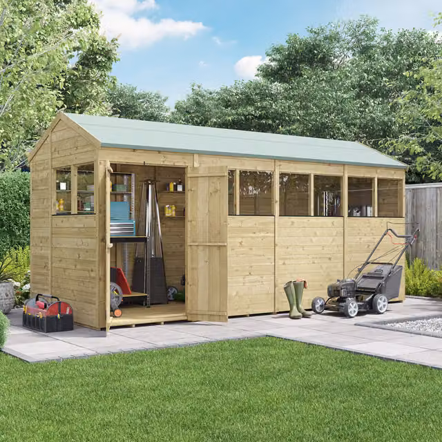BillyOh Brown Wooden Apex Gable Shed with Windows and 11mm Tongue and Groove Panelling