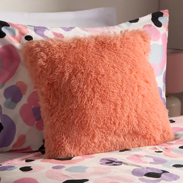 OHS Fluffy Square Filled Cushion in Pink