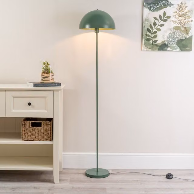 ValueLights Stassi Mushroom Dome Metal Freestanding Floor Lamp in Green, H 158 x W 35 cm – 1