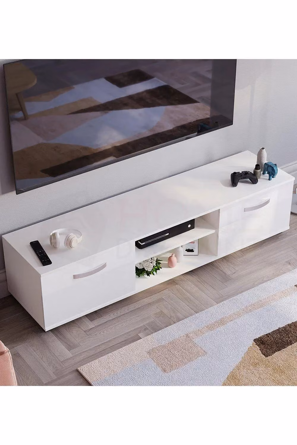 Vida Designs Cosmo 2 Door TV Unit in White – 4