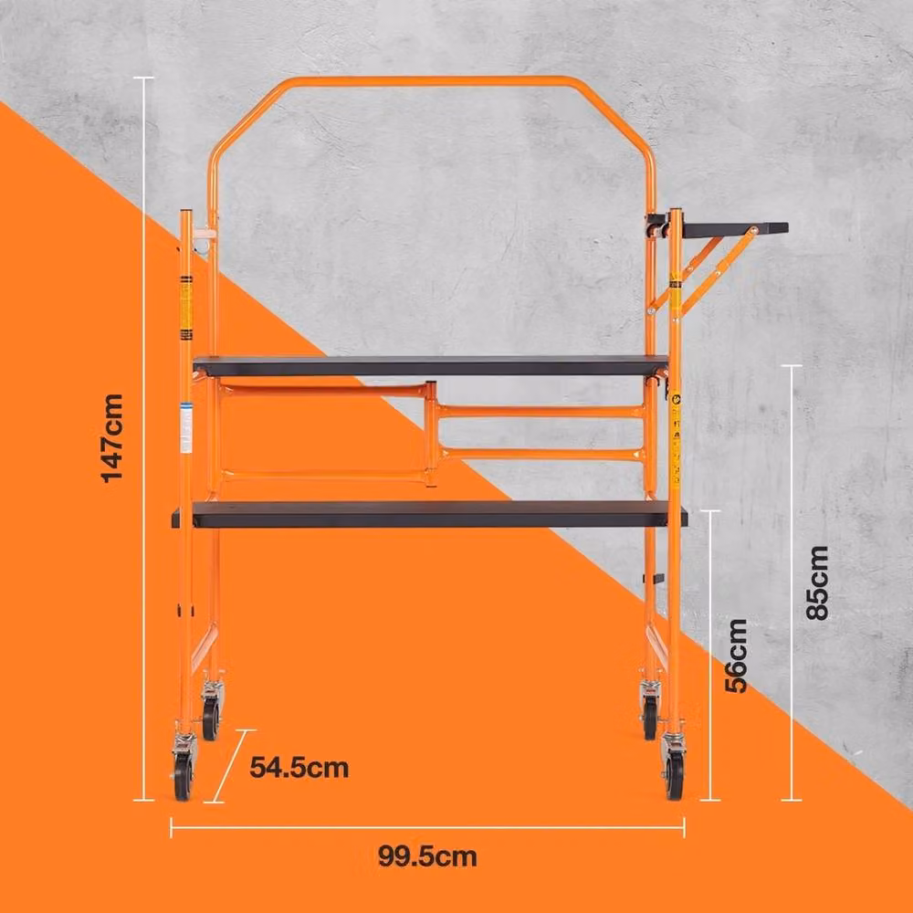 Havendro Portable Mobile Work Platform Steel Scaffold with Wheels, Orange and Multicolour – 2
