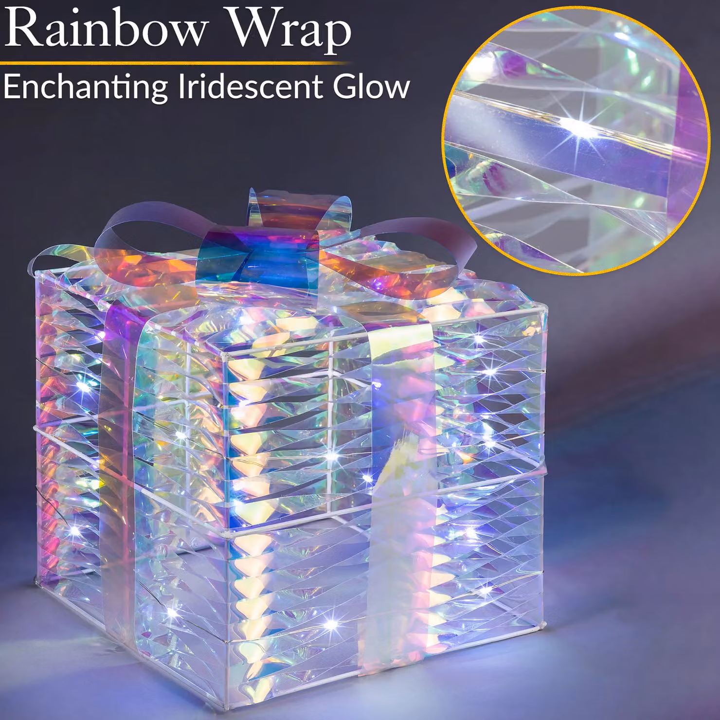 Christow Iridescent LED Light Up Christmas Present Decorations in White and Multicolour – 2