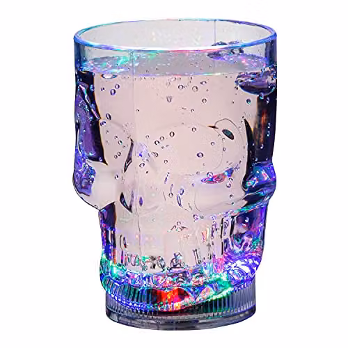 UltraByEasyPeasyStore LED Flashing Plastic Skull Mug with Handles, Transparent and Multicolour – 2