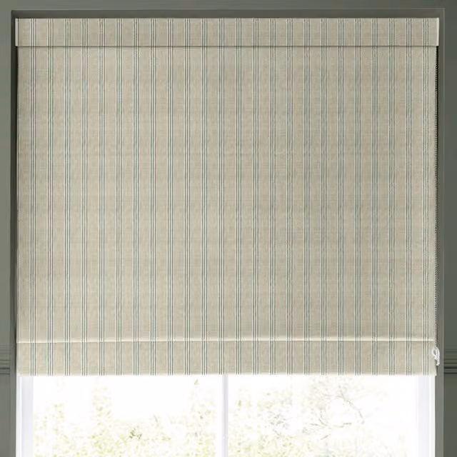 Emily Bond George Stripe Blackout Made to Measure Roman Blind in Green