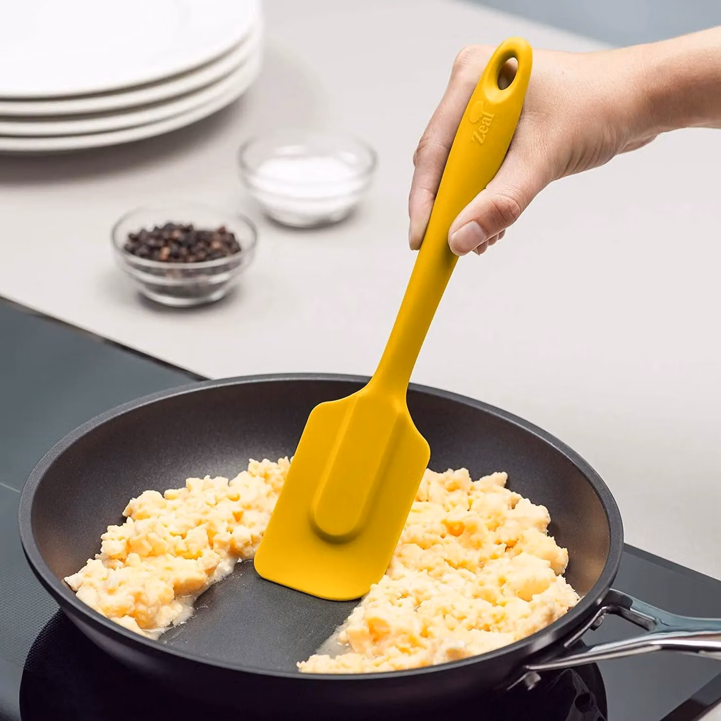 Zeal Non-Scratch Silicone Spatula with Hanging Loop, Yellow, 26 cm – 2