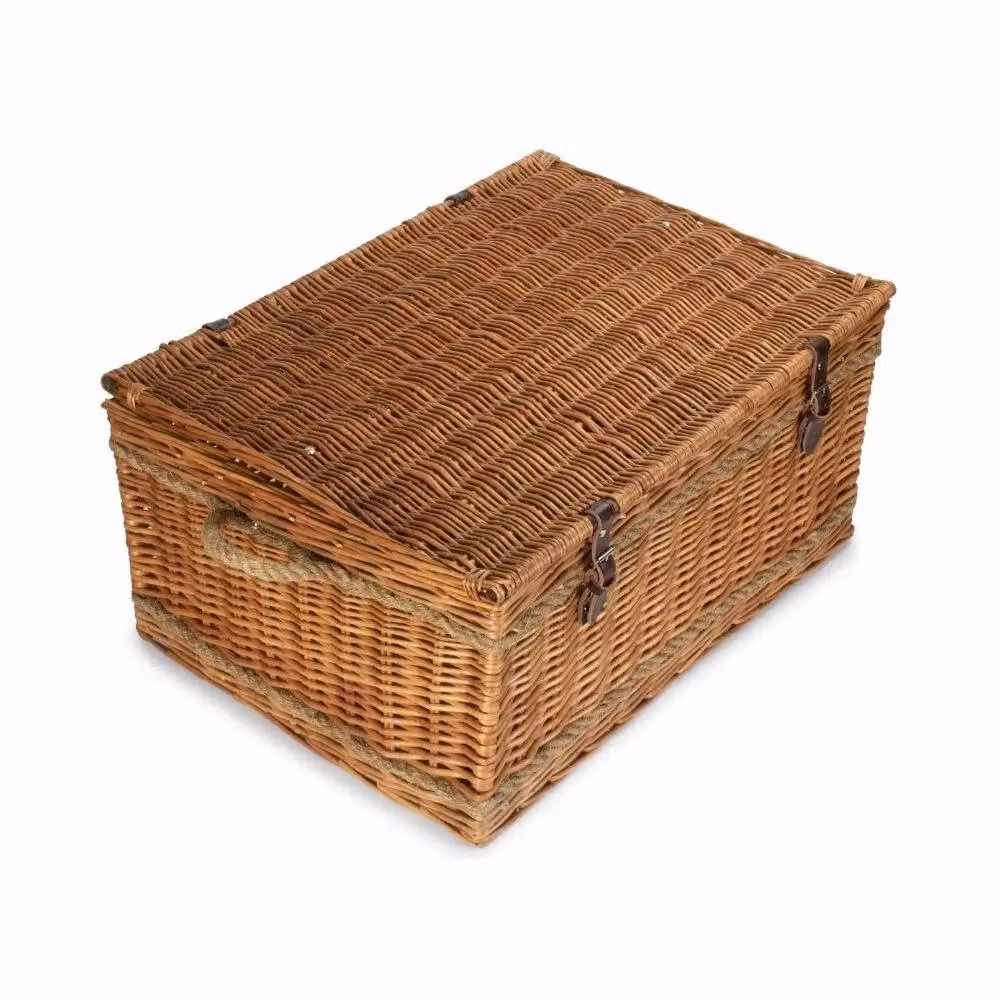 Red Hamper Brown Wicker Trunk with Steamed Rope Handles, Width: 72 cm – 2