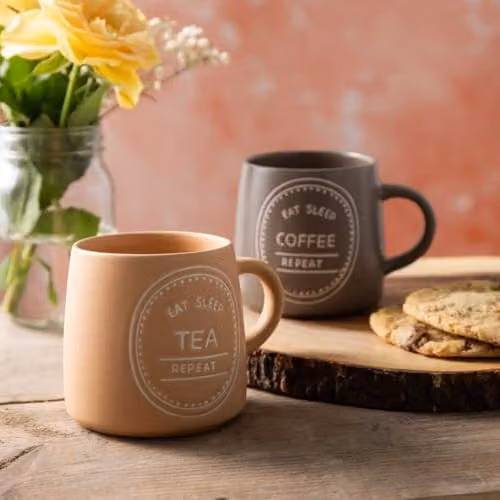 Mikasa Orange Stoneware Eat Sleep Tea Repeat Mug, 400ml – 2