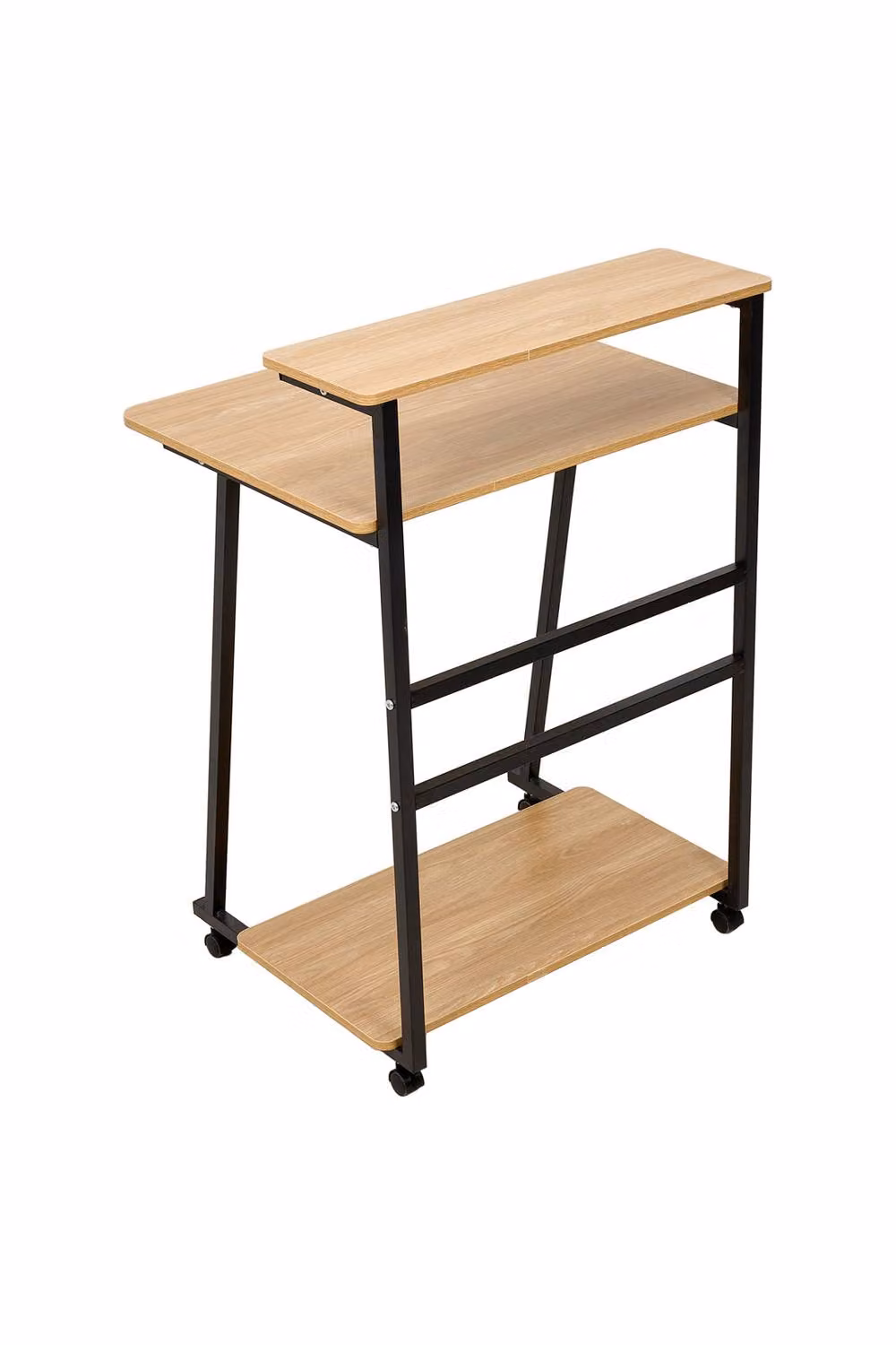 Garden Sanctuary Modern 3-Tier Computer Desk with Castors in Beige – 3