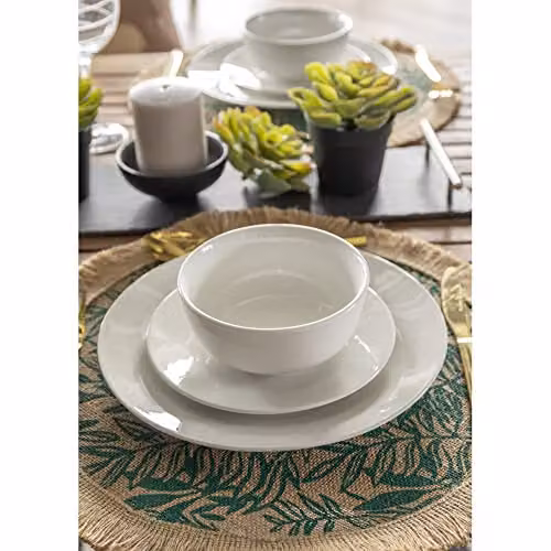 Creative Tops Set of 4 Round Jute Hessian Placemats in Green Floral Pattern, Diameter: 42 cm – 3