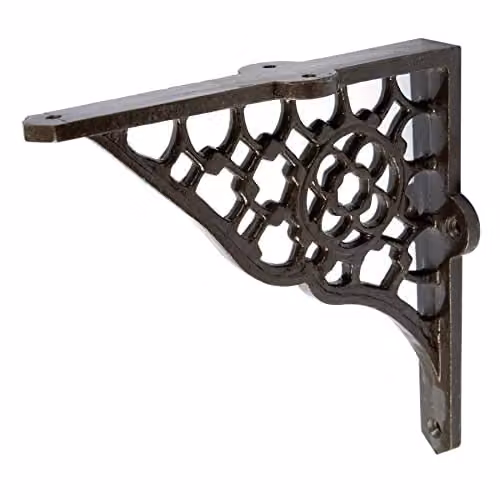 Hammer and Tongs Honeycomb Iron Wall Mounted Shelf Bracket in Grey and Black, Depth: 15.5 cm