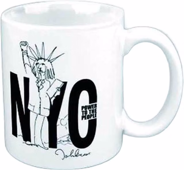 John Lennon NYC Power To The People Ceramic Mug in White and Black