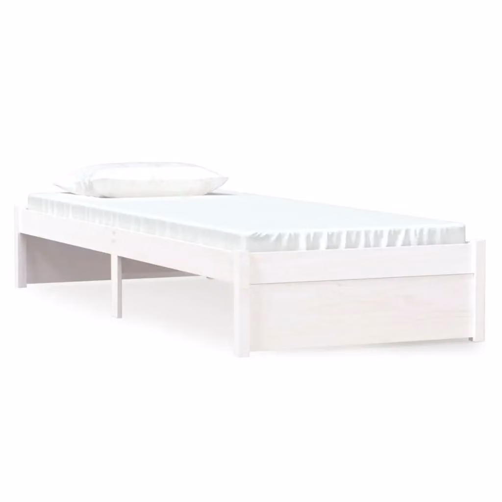 Berkfield Home Small Single Solid Wood Pine Bed Frame in White – 2