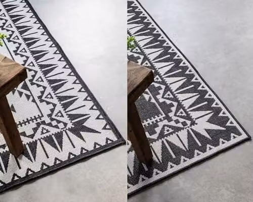 ELLE Decoration Reversible Oriental Indoor and Outdoor Polypropylene Rug in Black, W: 120 cm x L: 170 cm – 7