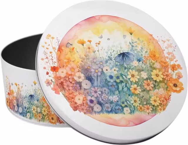 Purely Home Round Watercolour Rainbow Cake Tin in Multicolour and White