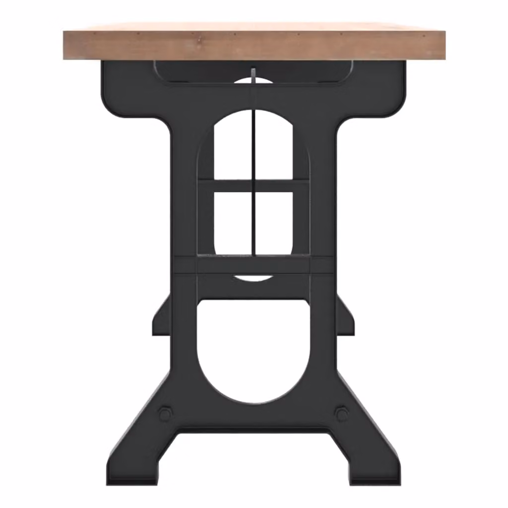 Berkfield Home Industrial Rectangular Dining Table in Brown with Solid Wood and Metal, W/D/H: 110 x 65 x 82 cm – 3