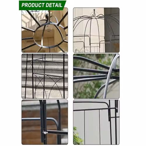 Gr8 Home Metal Garden Rose Arch Trellis in Black, H 267 cm x W 214 cm x D 214 cm – 5