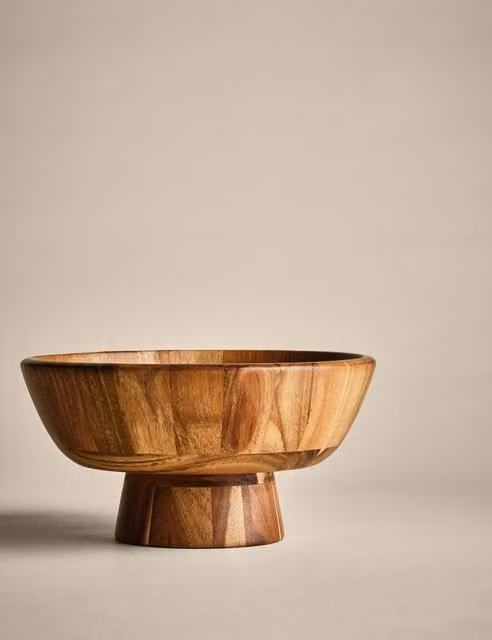 M&S Wooden Serving Bowl in Brown and Beige