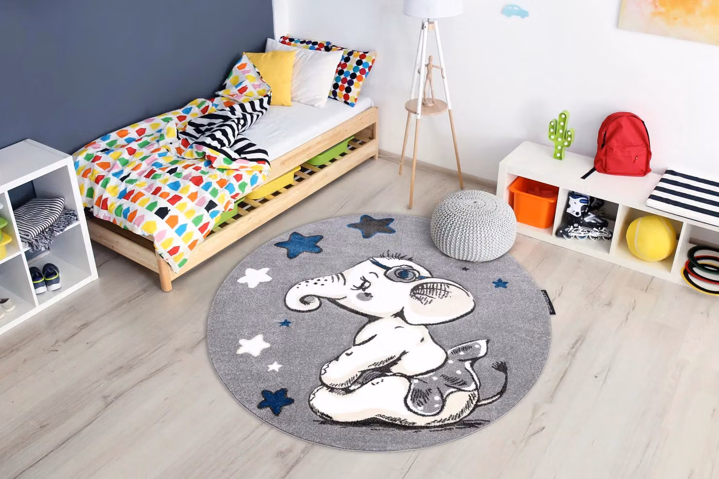 RugsX Petit Round Grey Kids Motif Rug, Diameter: 140 cm – 3