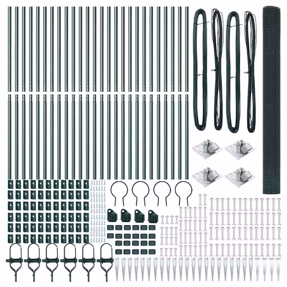Berkfield Home Green Steel Welded Wire Fence with 13 Spike Posts, 1.5 x 50 m – 4