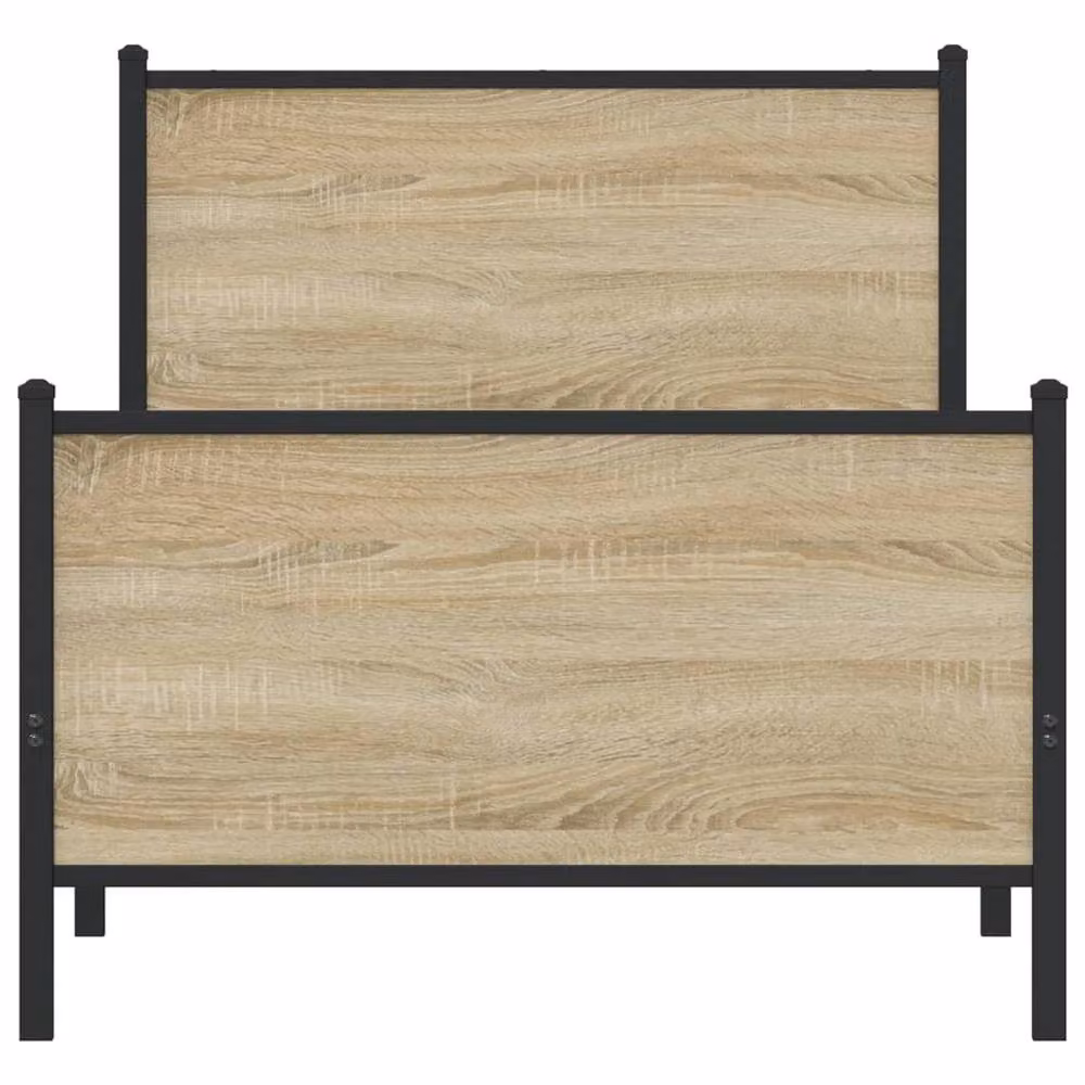 Berkfield Home Metal Bed Frame in Sonoma Oak and Brown, W/D/H: 80 x 200 cm – 3