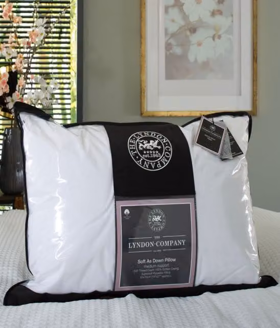 The Lyndon Company Soft as Down White Cotton and Polyester Breathable Pillow with Medium Support