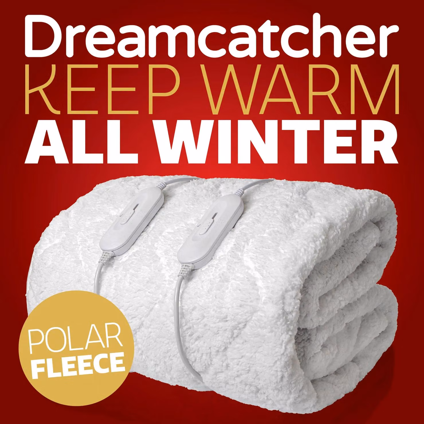 Dreamcatcher Deluxe Electric Fitted Polar Fleece Heated Under Blanket with 3 Heat Settings, White, Double – 2