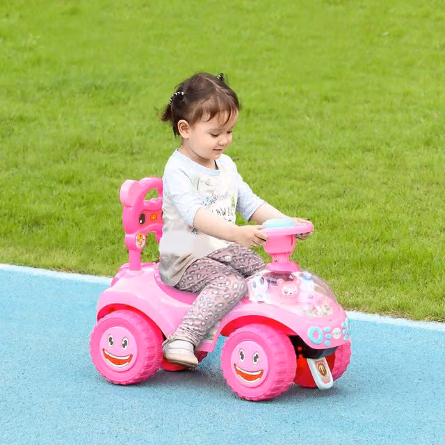 AIYAPLAY Toddler Slider Music Storage Push Toy in Pink with Light and Sound Sensory Features