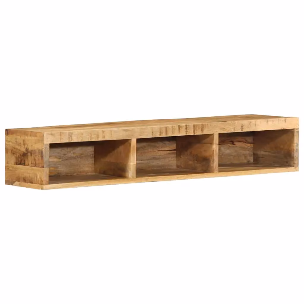 Berkfield Home Wall-mounted Rustic Mango Wood TV Cabinet in Brown, W/D/H: 100 x 30 x 19 cm – 2