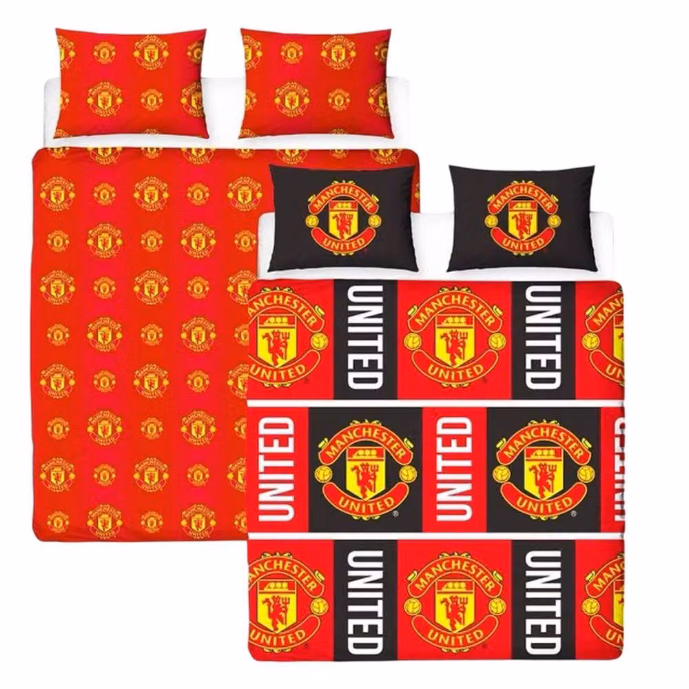 Manchester United FC Reversible Duvet Cover and Pillowcase Set in Red, W: 140 cm, H: 200 cm – 3