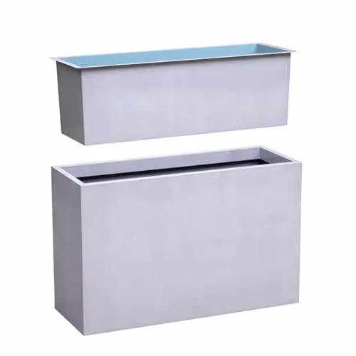Primrose Silver Galvanised Steel Tall Trough Planter with Insert, Height: 95 cm – 2