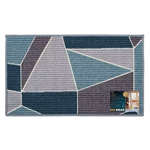 JVL Fiora Machine Washable Non-Slip Door Mat, Duck Egg, W: 44 cm x D: 75 cm – 2