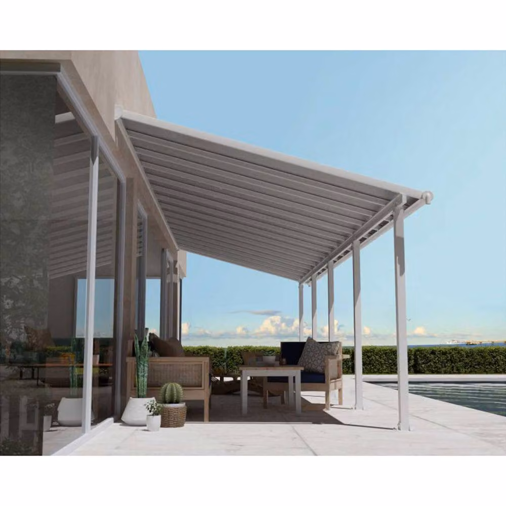 Palram Olympia Lean-to Patio Cover, White and Transparent Polycarbonate, W: 300 cm, H: 305 cm, L: 860 cm – 2