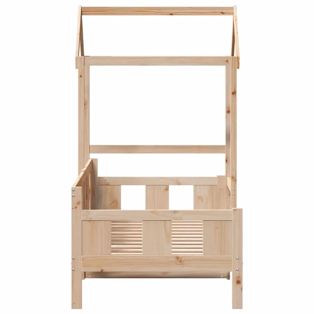 Berkfield Home Rustic Solid Wood Pine Day Bed with Roof in Brown, W/D/H: 80 x 200 cm – 2