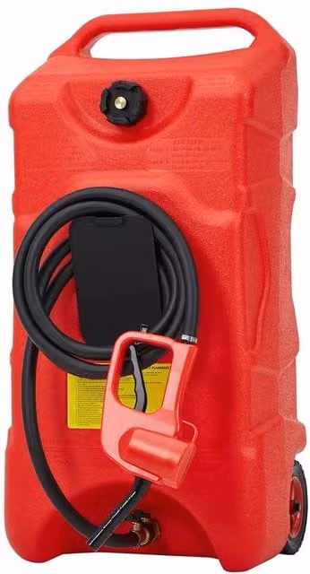 SPETLEK 60L Portable Fuel Caddy with 3m Hose and Wheels, Red, W: 1000 mm x D: 400 mm