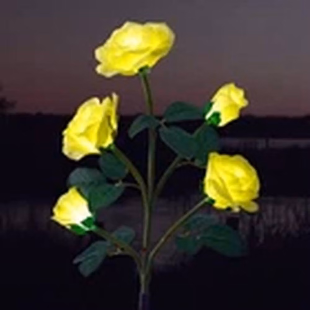 Havendro Yellow Solar Powered LED 5 Head Rose Flower Stake Garden Lights – 2