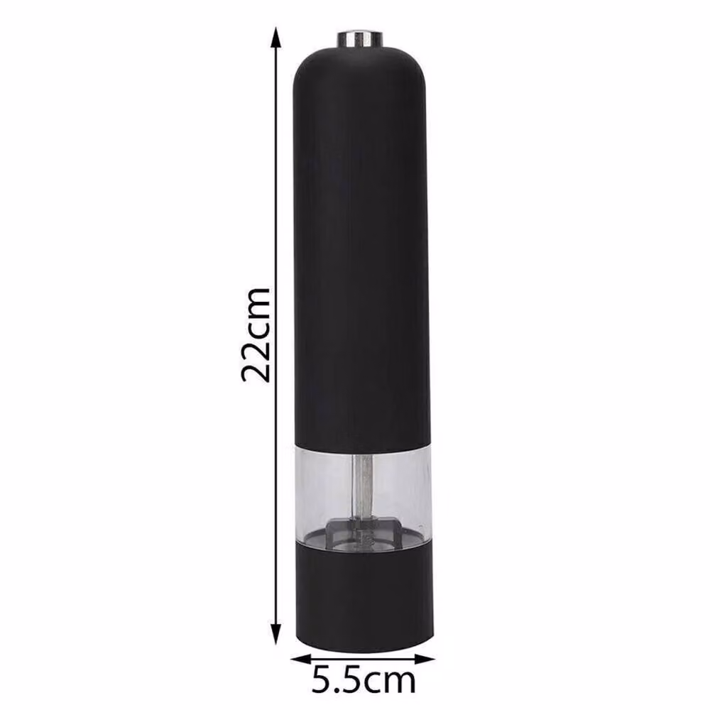 VOGREX Black Auto Electric Salt and Pepper Grinder Set with Light, 2-Piece Stainless Steel and Glass Set – 2