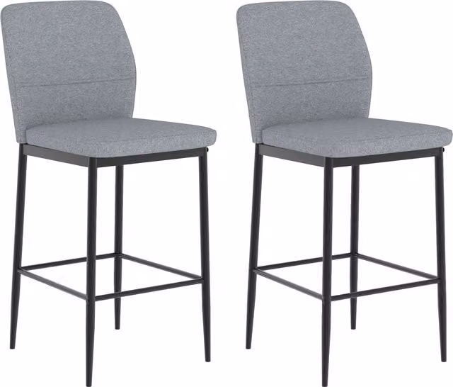 HOMCOM Set of 2 Modern Grey Velvet Bar Stools with Footrest and Backrest – 1
