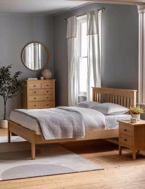 Gallery Direct Rye Classic Bed in Natural Oak and Rubberwood Finish